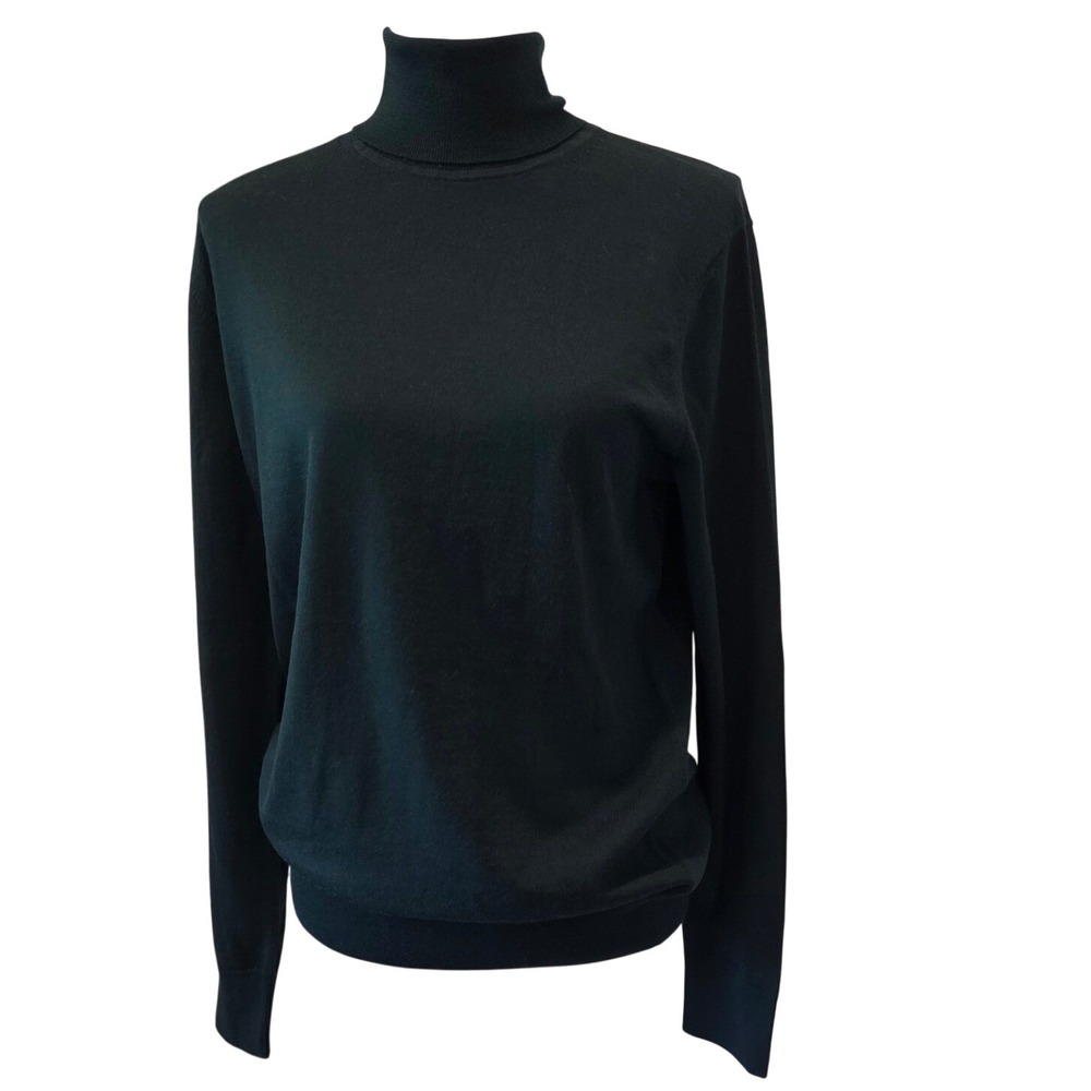 Arket Turtleneck Merino Wool Slim Fit Dark Green Minimalist Chic Medium NWT
